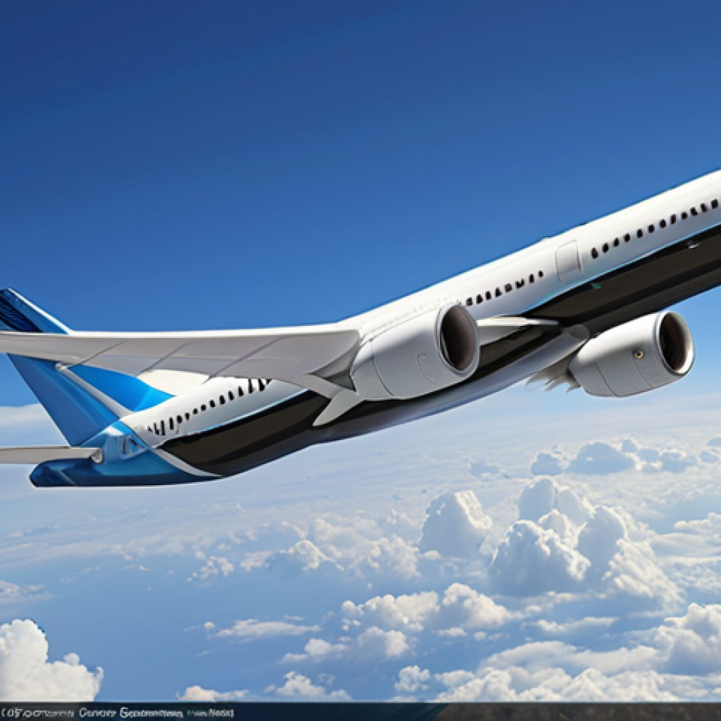 **

Prompt: "A sleek, modern passenger airplane with carbon fiber wings soaring through a clear blue sky. Focus on the advanced composite materials highlighting lightweight design and fuel efficiency. Airbus A350 or Boeing 787 Dreamliner inspired."

**