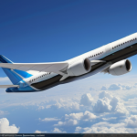 **

Prompt: "A sleek, modern passenger airplane with carbon fiber wings soaring through a clear blue sky. Focus on the advanced composite materials highlighting lightweight design and fuel efficiency. Airbus A350 or Boeing 787 Dreamliner inspired."

**